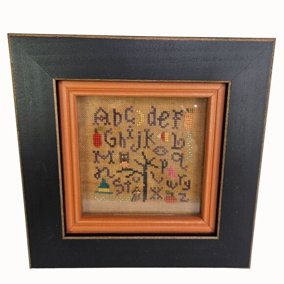 Sampling Halloween Cross‎ Stitch Framed COMPLETED Lizzie Kate Stitching Wall Art - Picture 1 of 7